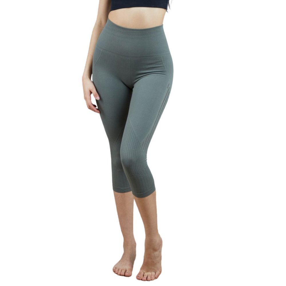 SAVVI‎ Ananda Crop Capri Leggings Olive Green M/L NWT
